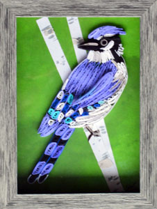 Quilled Bluejay On Birch Branch