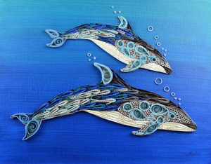 Quilled Mother Dolphin With Baby