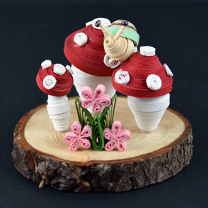 Quilled Mushroom Life Ornament